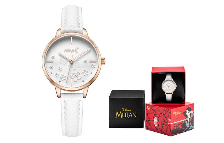 Disney Mulan Series Quartz Movement Steel Strap Watch Women's Watch White Dial