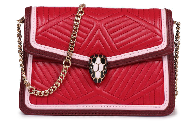 BVLGARI Cow Leather Shoulder Bag, Crossbody Bag Large Women's Rose