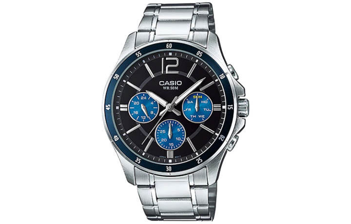 CASIO CASIO STANDARD ENTICER 3 Eye Quartz Movement Stainless Steel Strap Watch Men's Watches Blue Dial