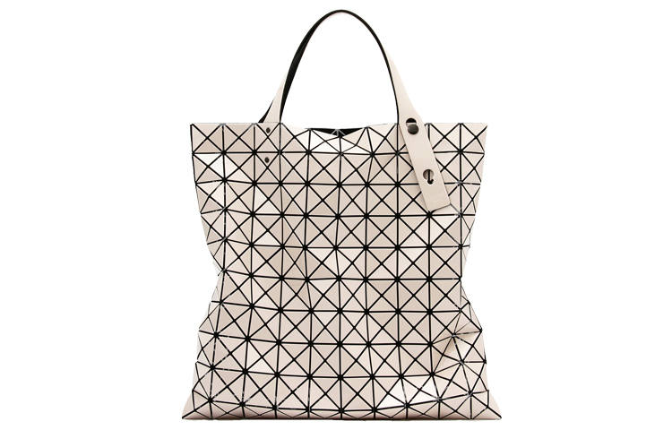 ISSEY MIYAKE Prism Pu Tote Laptop Bag, One Shoulder Handbag Unisex Ecru