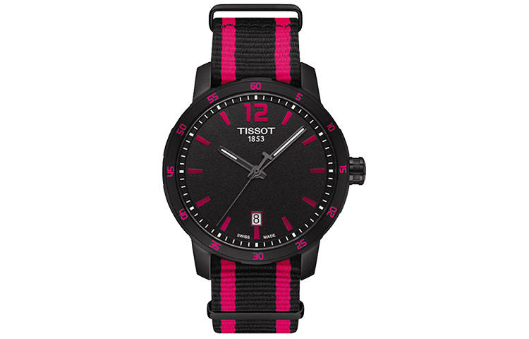 TISSOT Time Jog Collection Quartz Movement Men's Watches Watch 40mm Black Dial Stainless Steel Case Canvas Strap