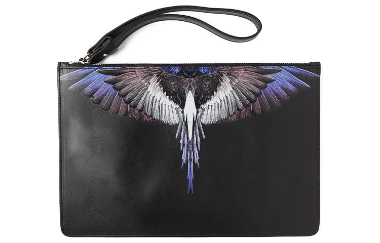 Marcelo Burlon Zip Closure Leather Clutch Regular Unisex Black