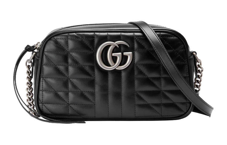 GUCCI GG Marmont Quilted Leather Shoulder Bag, Crossbody Bag Small Women's Black