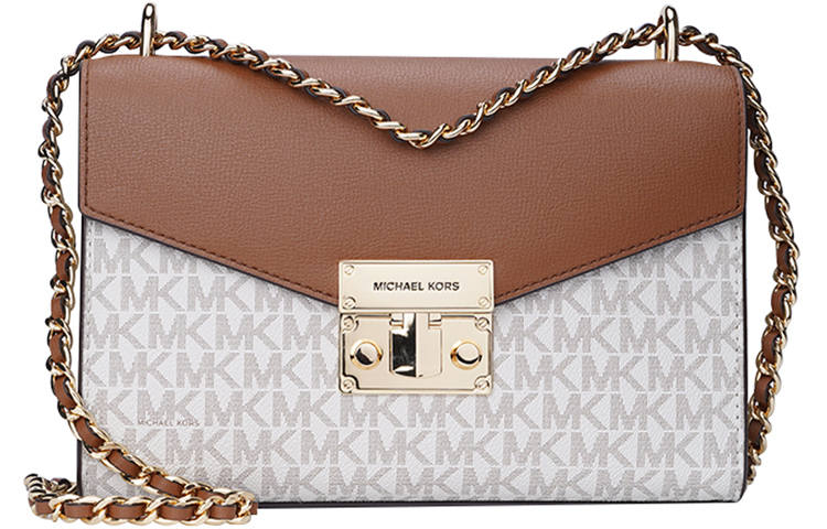 MICHAEL KORS PVC Shoulder Bag Medium Women's White Brown Multicolor