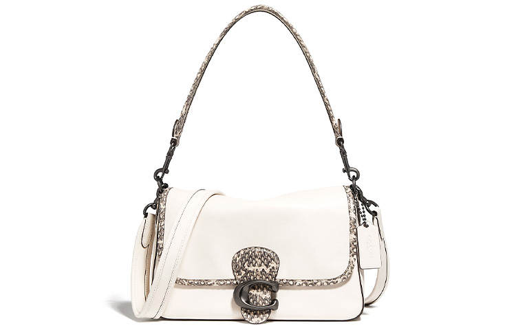 COACH Soft Tabby Leather Crossbody Bag, Underarm Shoulder Bag Women's Pink White