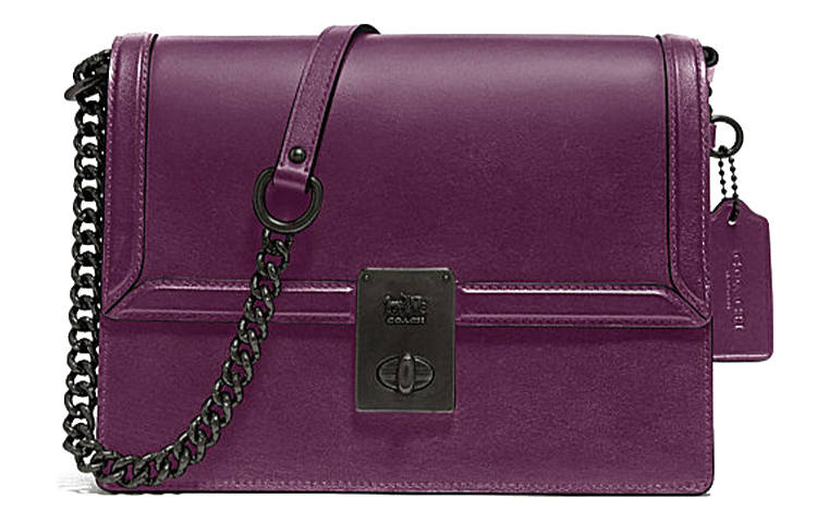 COACH Hutton Shiny Leather Crossbody Bags Small Women's Purple