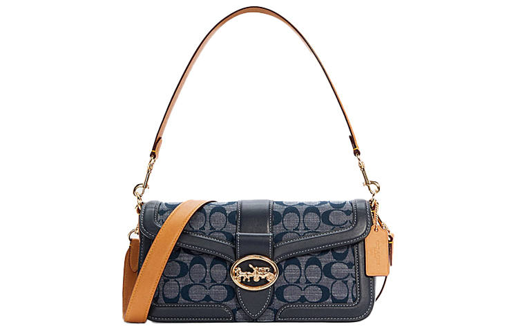 COACH Georgie Linen With Calfskin God Of Wine Bag, Shoulder Bag, Portable Crossbody Bag Large Women's