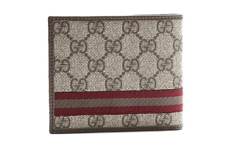 GUCCI GUCCI Canvas With Leather Wallet Men's Ebony/Tan