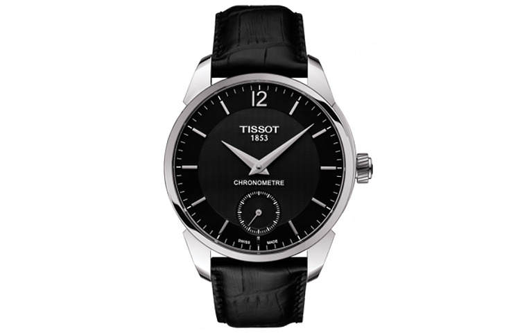 TISSOT Tencel Collection Mechanical Movement Men's Watch 43mm Black Dial Stainless Steel Case Leather Strap