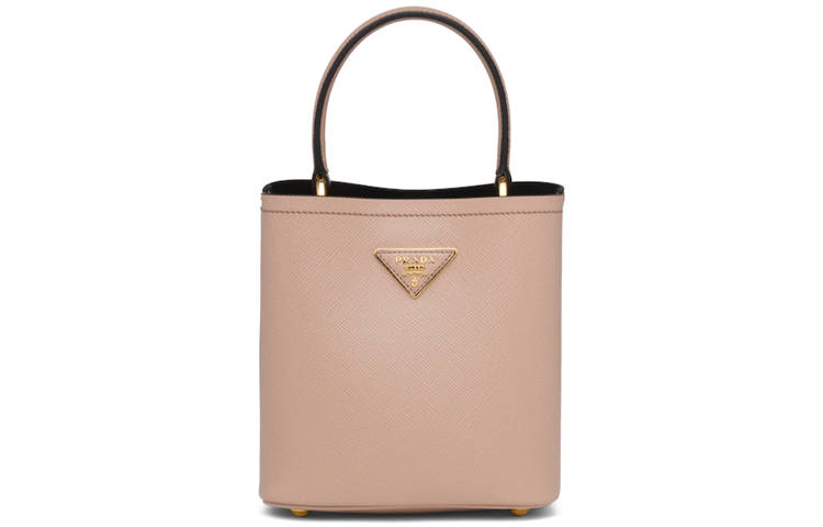 PRADA Panier Adjustable Detachable Strap Cow Leather One Shoulder Handbag Women's Apricot