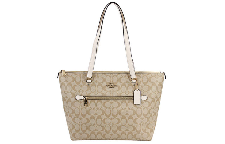COACH Gallery Coated Canvas With Smooth Leather Tote Bag, Shopping Bag, Handbag, Shoulder Bag Women's