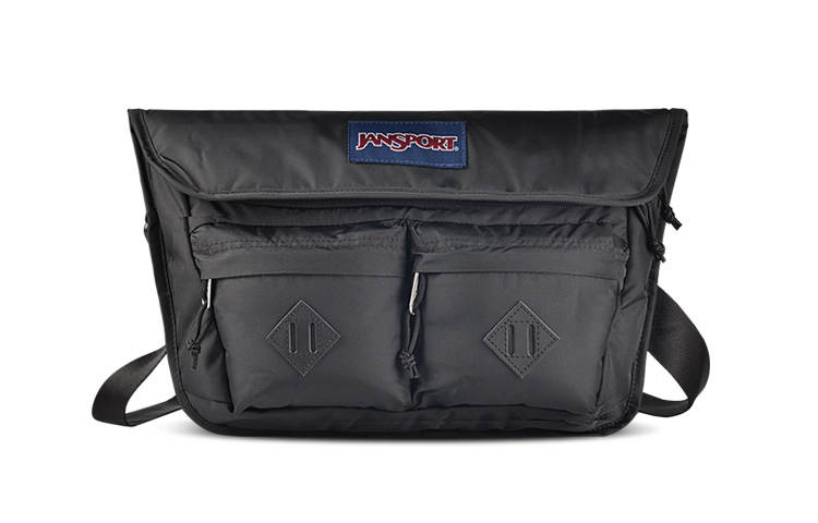JanSport Nylon Fabric Messenger Bag, Crossbody Bag Regular Unisex Black