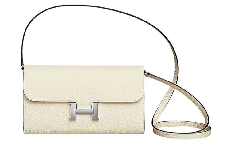 HERMES Calfskin Wallet, Handheld Crossbody Bag, Shoulder Bag Regular Women's I2 Nata Cream White