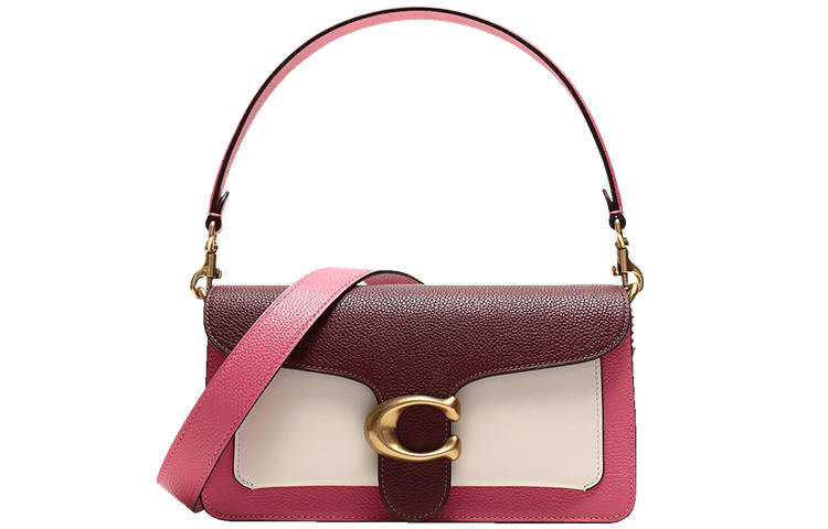 COACH Tabby Leather Dionysus Bag, Portable Underarm Shoulder Bag Women's Rose Red Burgundy
