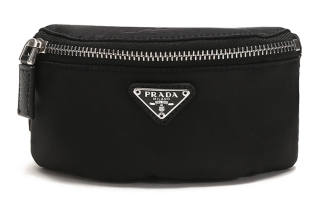 PRADA Wristband Type Fabric Clutch Regular Men's Black