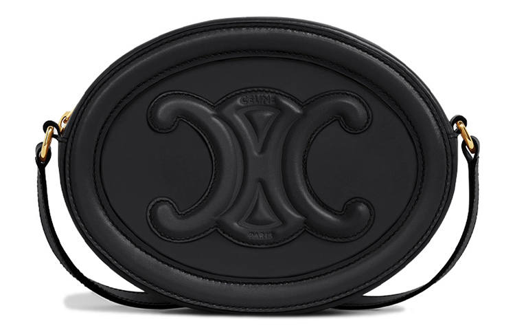 CELINE Cuir Triomphe Smooth Cow Leather Wallet, Shoulder Bag, Crossbody Bag Medium Women's Black