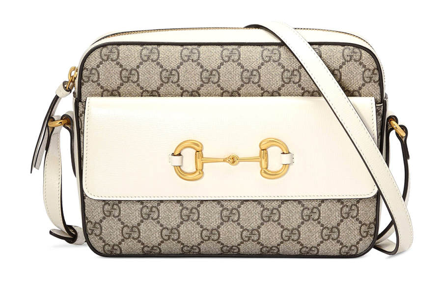 GUCCI Horsebit 1955 Canvas panelled Leather Detailing Camera Bag, Crossbody Bag, Shoulder Bag Women's