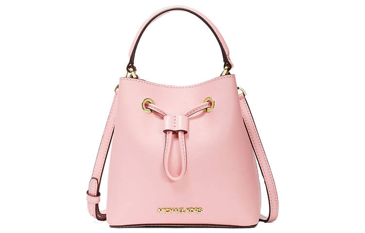 MICHAEL KORS Cow Leather Bucket Bag, Shoulder Bag, Crossbody Bag, Handbag Small Women's Soft Pink