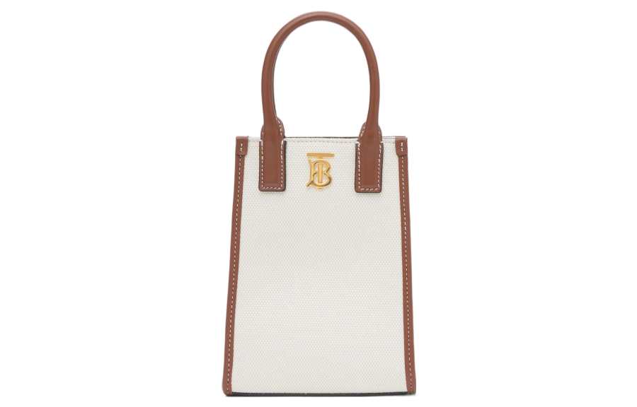 Burberry Pattern Canvas With Leather One Shoulder Crossbody Clutch Handbag Extra Small Women's Beige/Tan