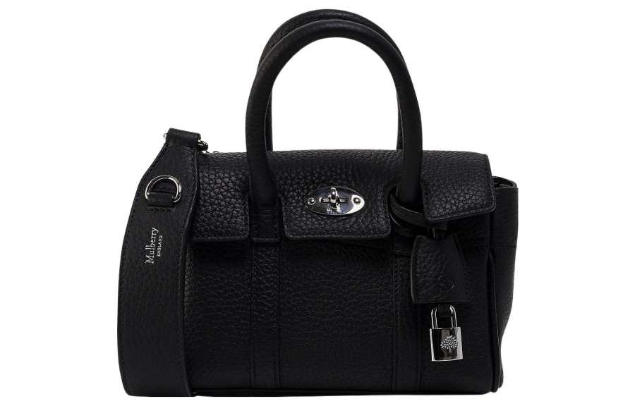 Mulberry Leather One Shoulder Handbag Women's Black