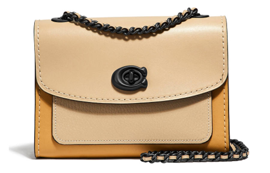 COACH PARKER Calfskin Crossbody Bag, Shoulder Bag Mini Women's Yellow Multicolor