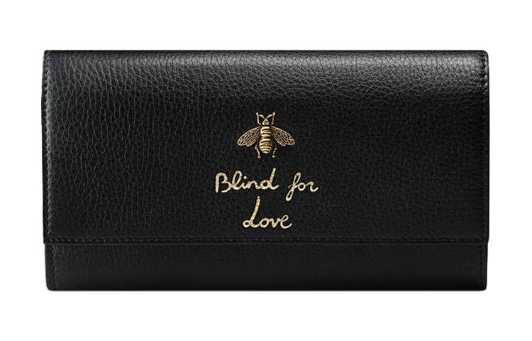 GUCCI Animalier Leather Wallet Women's Black