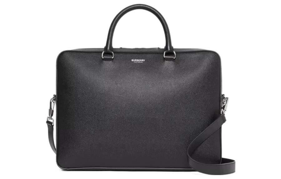 Burberry Grain Leather Briefcase, Handbag Regular Men's Black