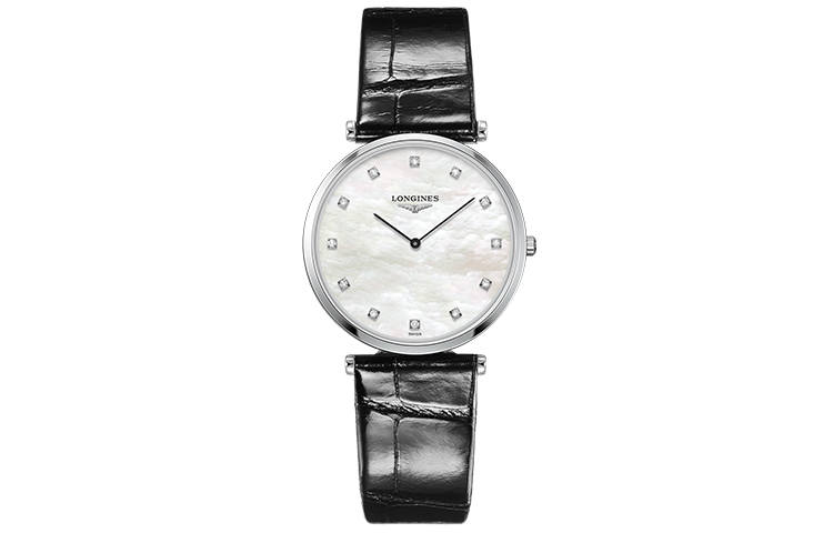 LONGINES Jialan Collection Quartz Movement Women's Watch 33mm White Dial Stainless Steel Case Leather Strap