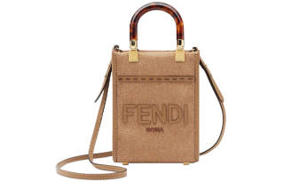 FENDI Sunshine Flannel With Leather Sunshine Bag, Tote Bag, Shopping Bag, Handbag, Shoulder Bag, Crossbody Bag Mini