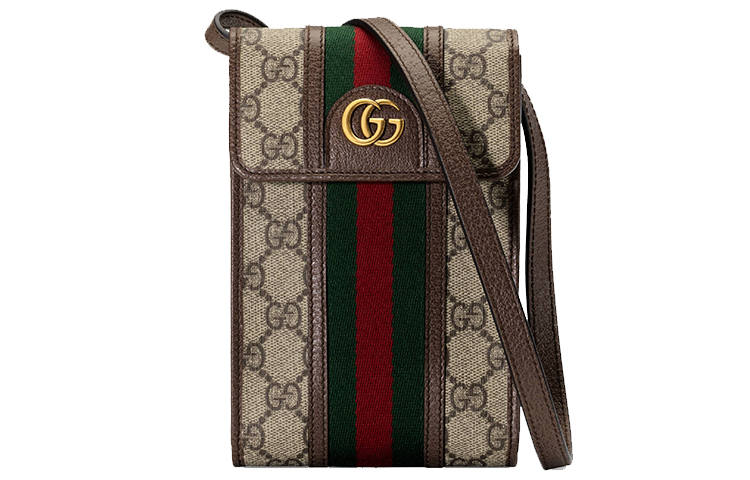 GUCCI Ophidia Canvas With Leather Crossbody Bags Unisex Ebony