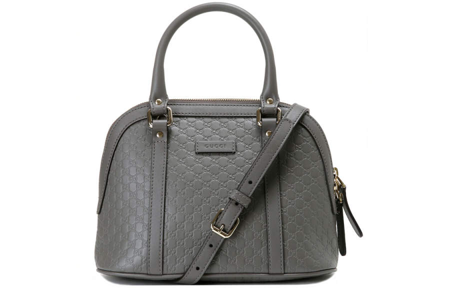 GUCCI Cow Leather Dome Bag, Portable Crossbody Bag, Shoulder Bag Small Women's Gray