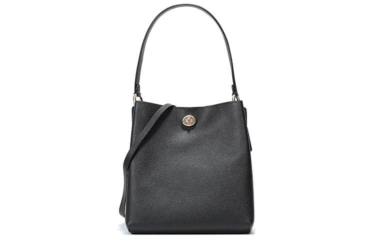 COACH Charlie Leather Bucket Bag, Shoulder Bag, Crossbody Bag, Handbag Women's Black