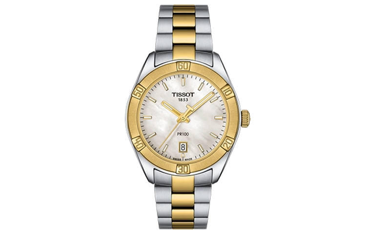 TISSOT PR100 Collection Quartz Movement Women's Watch 36mm White Dial Stainless Steel Case