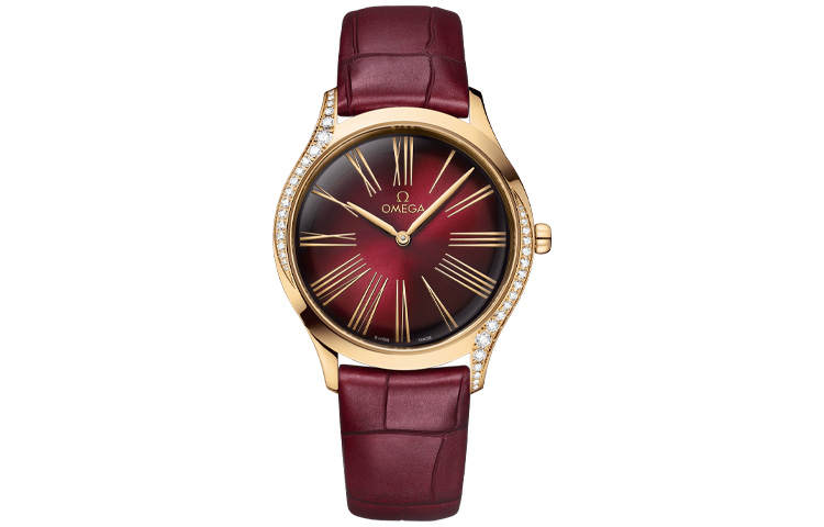 OMEGA UFO Collection Classic Quartz Movement 30m Waterproof Women's Watch 36mm Red Watch Dial