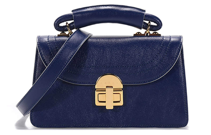MARNI Cow Leather Shoulder Bag, Crossbody Bag, Handbag Women's Blue