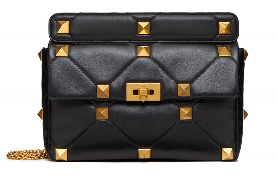 Valentino ROMAN STUD Nappa Sheepskin Handbag, Shoulder Bag Women's Black