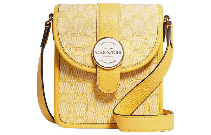COACH N/S Leather Shoulder Bag, Crossbody Bag Mini Women's Yellow