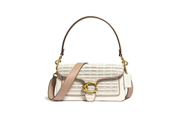 COACH Cow Leather Shoulder Bag, Portable Crossbody Bag Medium Women's Ecru