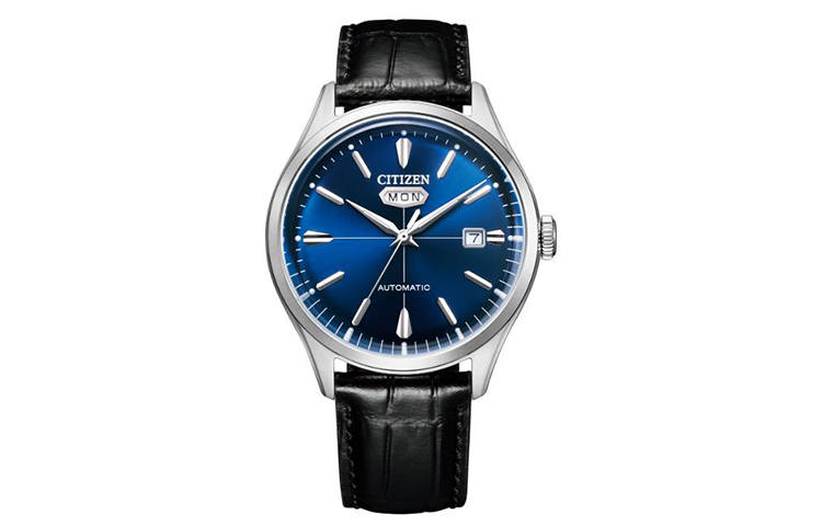CITIZEN Mechanical Movement Cow Leather Strap Watch Men's Watches Blue Dial