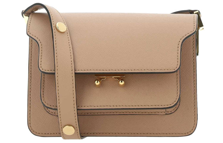 MARNI Cow Leather Trunk Bag, Crossbody Bag, Shoulder Bag Women's Sandy Umber
