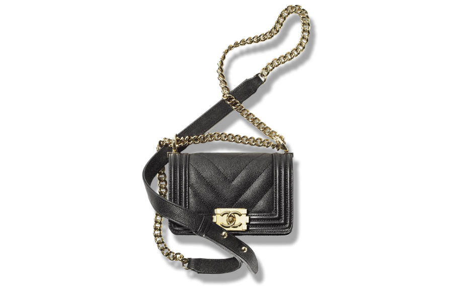 CHANEL Leboy V Grain Embossed Calfskin Flap Bag, Handbag, Shoulder Bag, Crossbody Bag Mini Women's Black