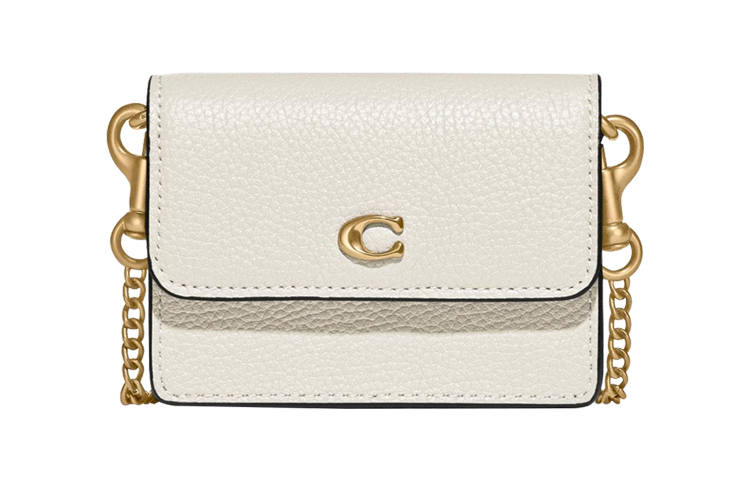 COACH Grain Leather Shoulder Bag, Crossbody Bag, Coin Purse, Card Holder Women's White