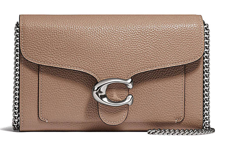 COACH Leather Chain Bag, Shoulder Bag, Crossbody Bag, Clutch Small Women's Light Brown