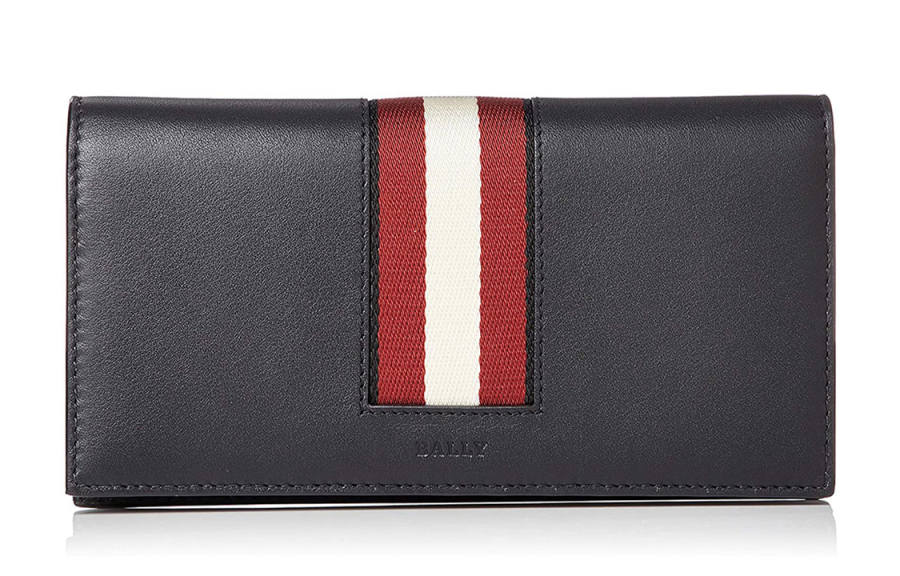 BALLY BALLY Cow Leather Wallet Men's Black & White & Red