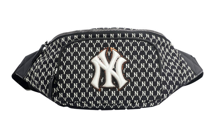 MLB Monogram Collection Polyamide One Shoulder Crossbody Sling Bag, Fanny Pack Regular Unisex Black