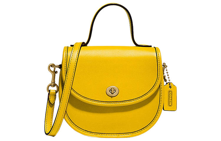 COACH Leather Saddle Bag, Handbag, Shoulder Bag, Crossbody Bag Mini Women's Yellow