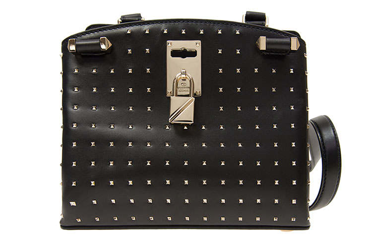 Valentino Cow Leather One Shoulder Handbag Women's Black