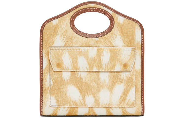 Burberry Pocket Bag Deer Pattern Calf Hair Shoulder Bag, Crossbody Bag, Handbag Mini Women's Beige