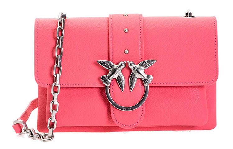 PINKO Cow Leather Portable Crossbody Bag, Shoulder Bag Women's Pink
