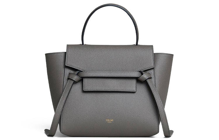 CELINE Belt Grained Calfskin Catfish Bag Crossbody Bag Women's Gray